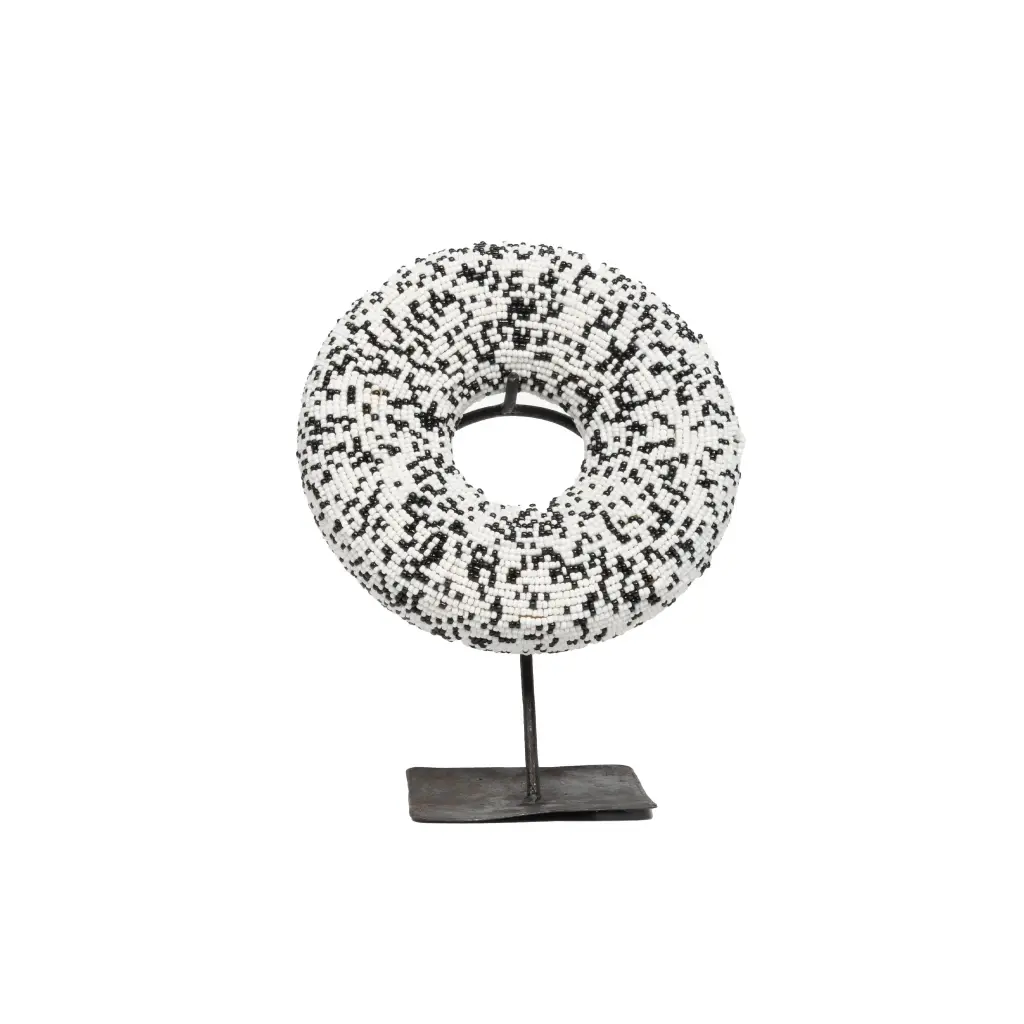 BRACELET EN PERLE TIKAR MOUCHETE BLANC/NOIR