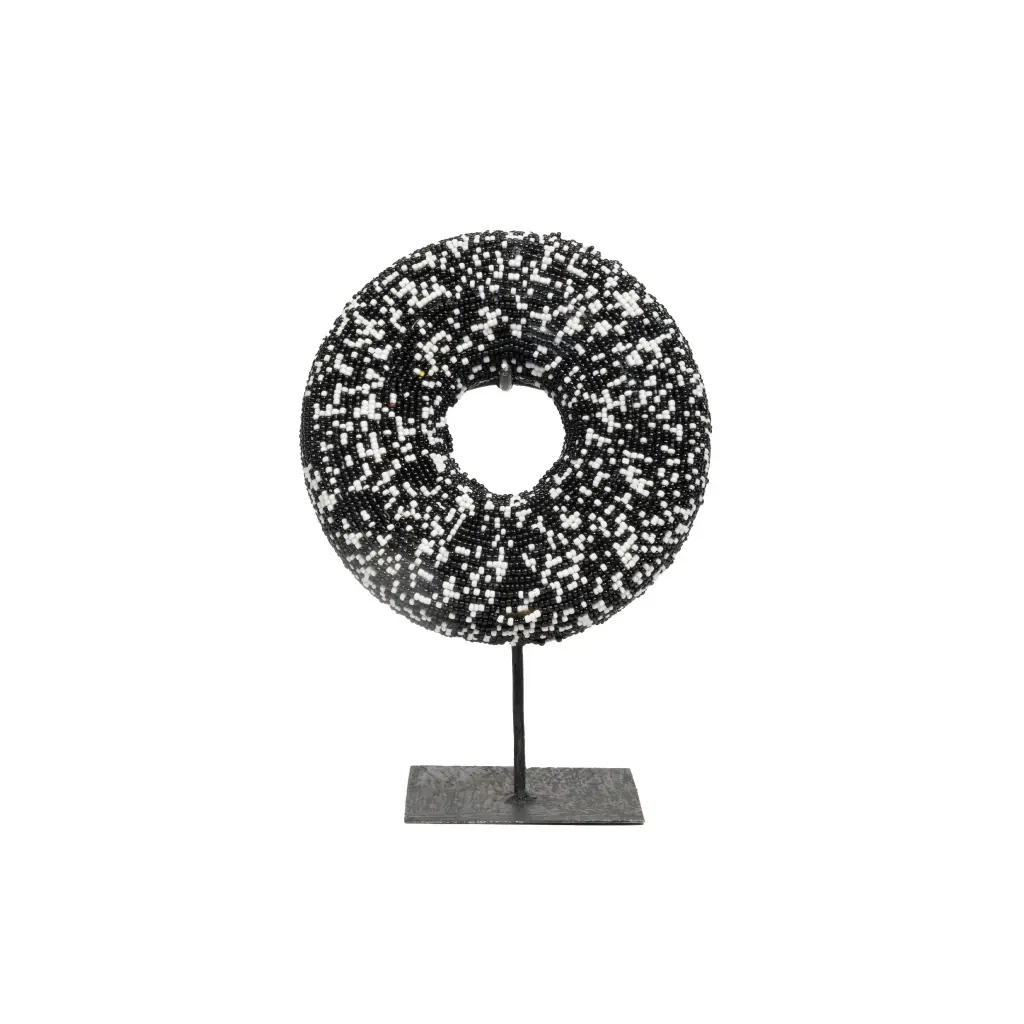 BRACELET EN PERLE TIKAR MOUCHETE NOIR/BLANC
