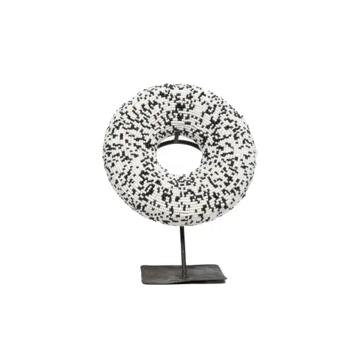 [bracelet_t10] BRACELET EN PERLE TIKAR MOUCHETE BLANC/NOIR