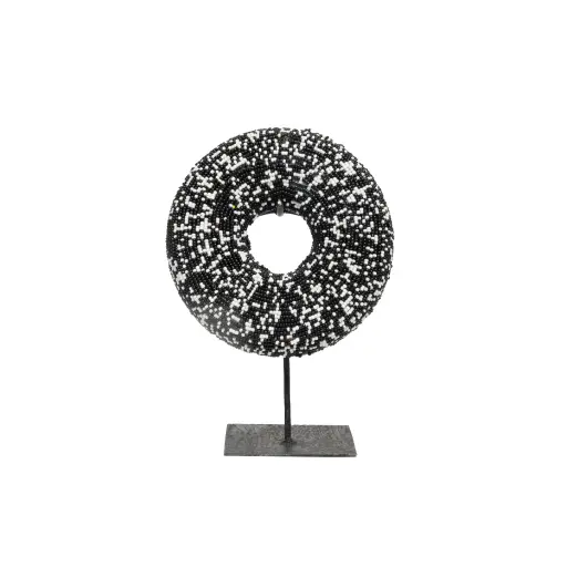 [bracelet_t11] BRACELET EN PERLE TIKAR MOUCHETE NOIR/BLANC